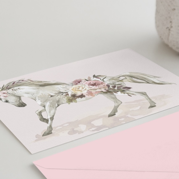 Floral Horse Watercolor Illustration Wall Art Print Poster Unframed - Picture 4 of 16